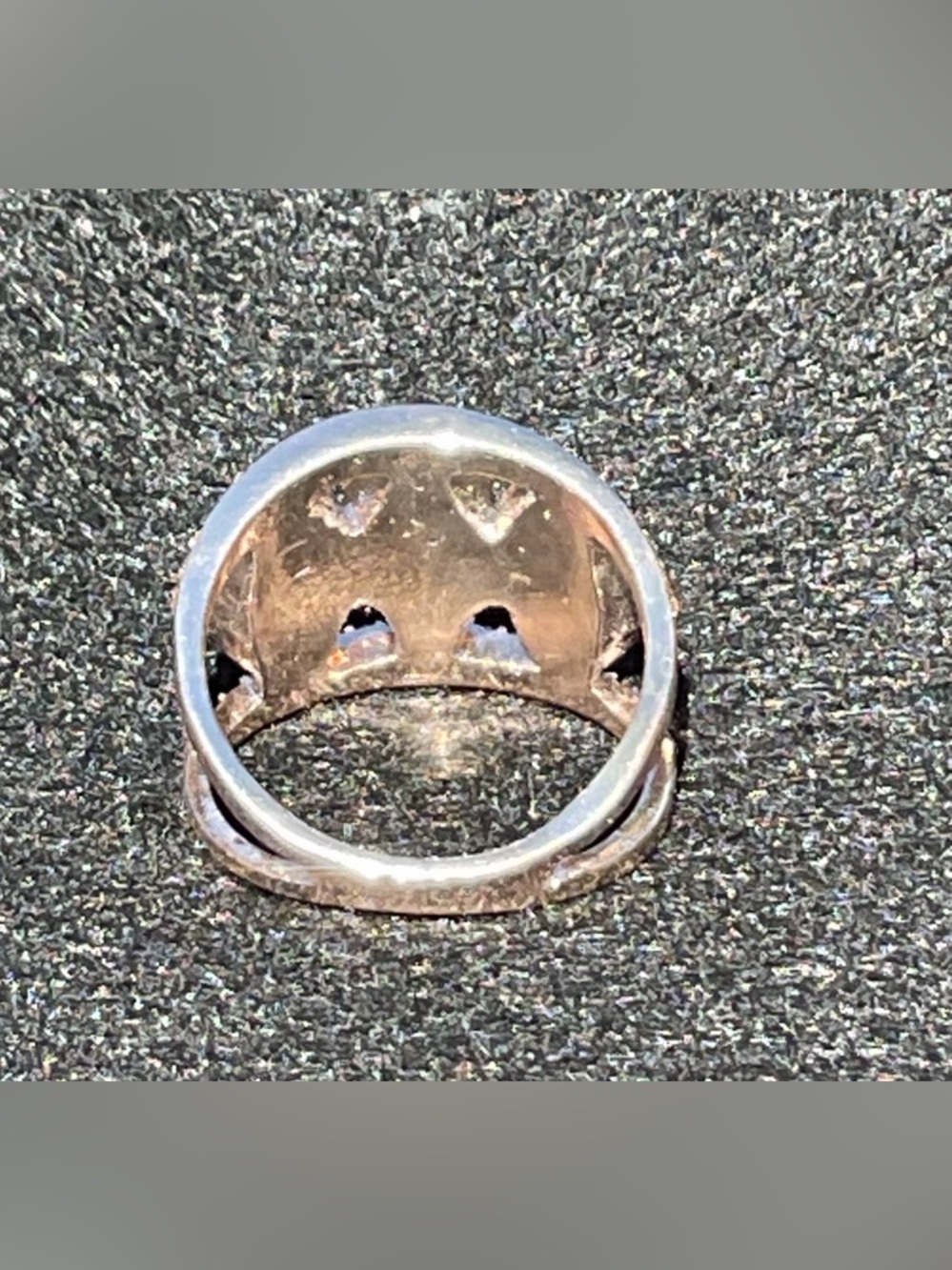 Blush Pink Cabochon Oval Halo Ring Rose Gold Tone Triple Stone Statement Chic - Picture 4 of 5